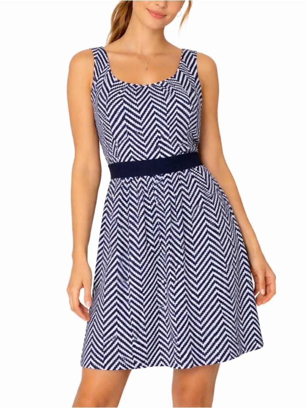 White House Black Market size 10 WHBM Zig Zag Tank Dress Chevron Fit-n- Flare
